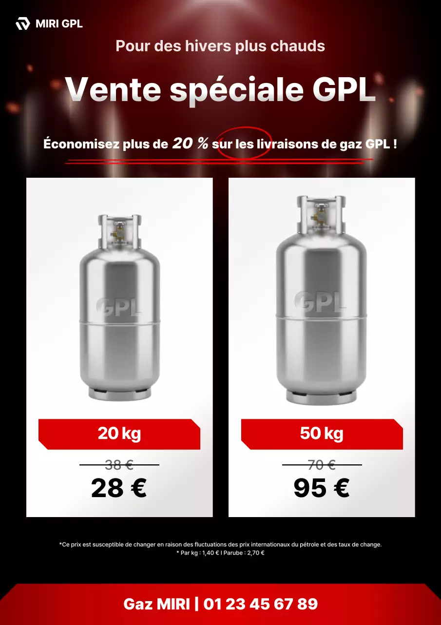 Publicité de réduction pour l'essence rouge moderne