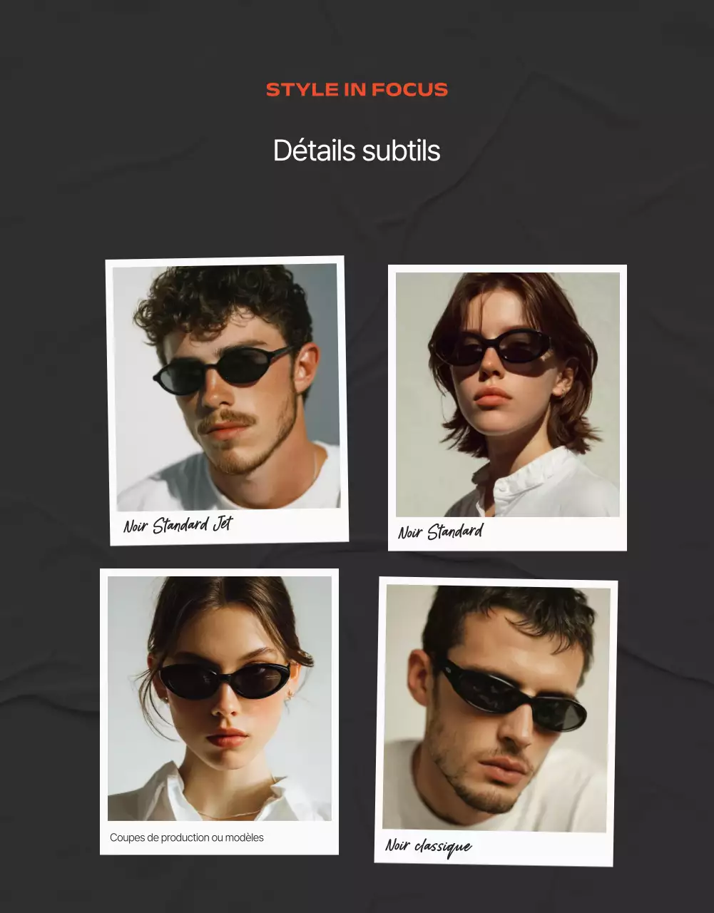 Publicité pour des lunettes modernes grises