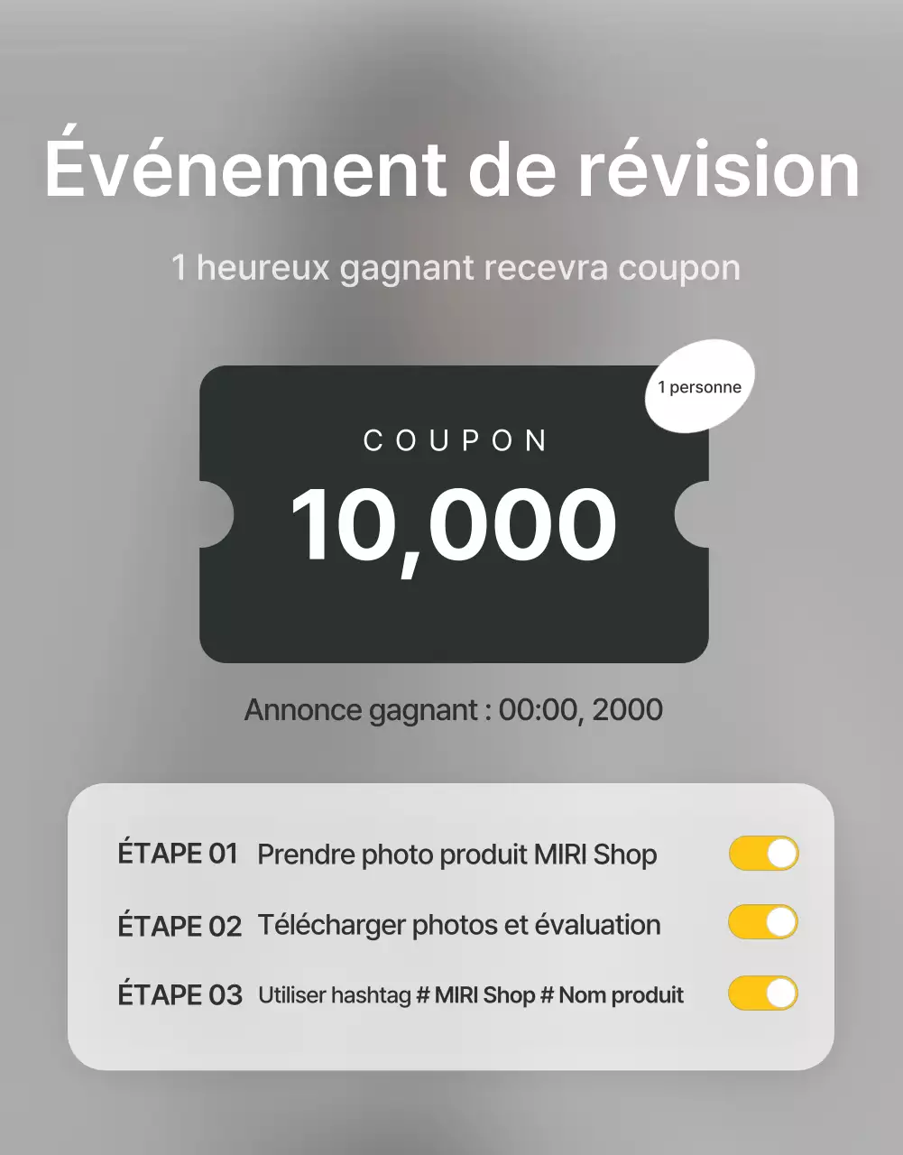 Faites la promotion des revues, des événements photo et des pages de revues dans un centre commercial branché en gris et bleu clair.