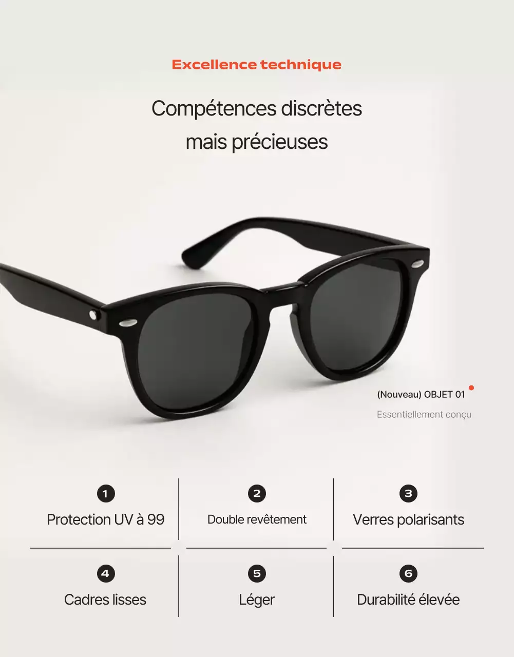 Publicité pour des lunettes modernes grises