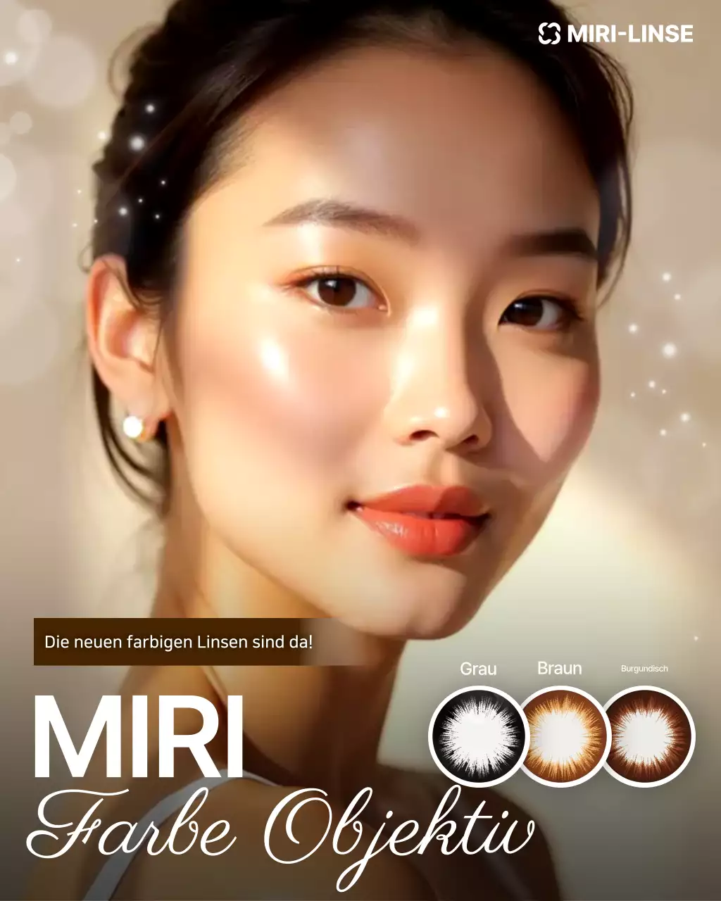 Werbung für beigefarbene, stilvolle Linsen