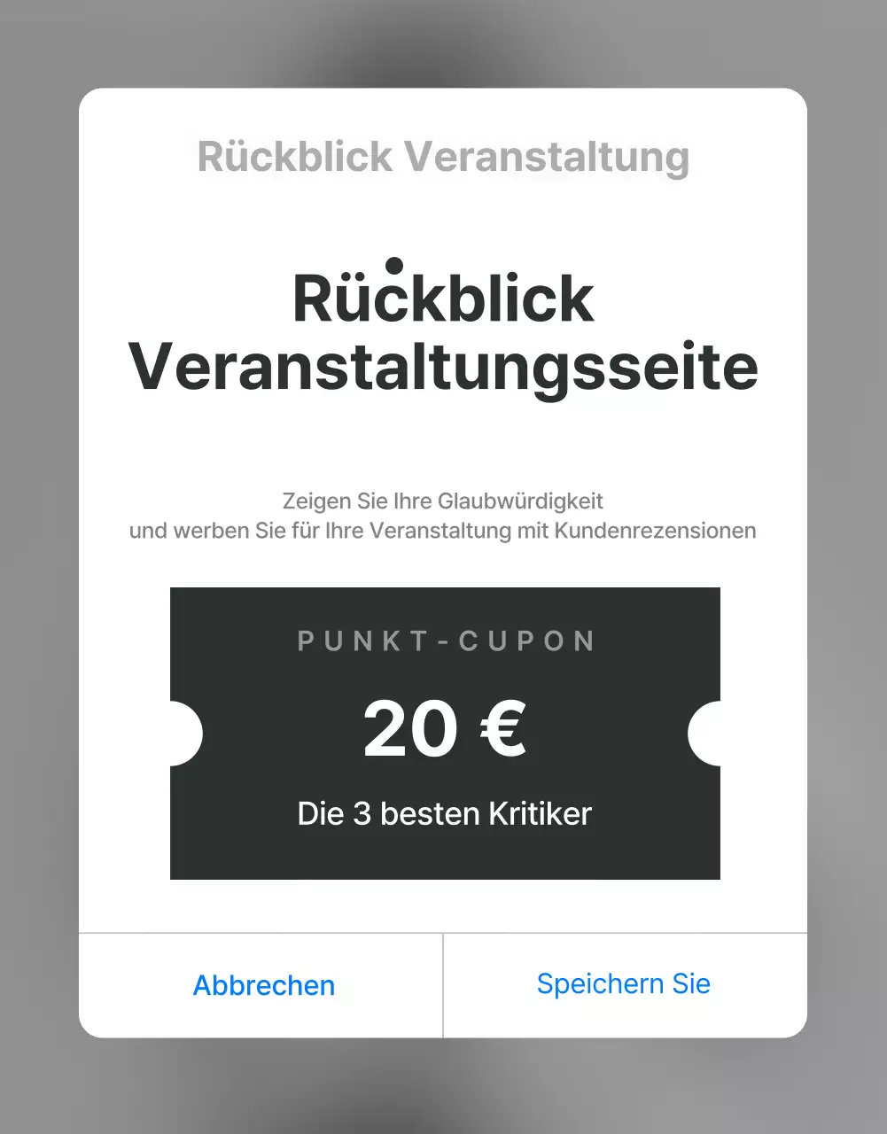 Bewerben Sie Rezensionen und Foto-Events sowie Rezensionsseiten in einem trendigen Mode-Einkaufszentrum in Grau und Hellblau.