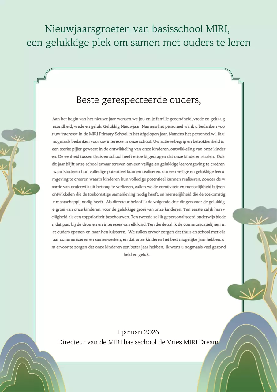 Beige traditionele nieuwjaarsgroetbrief