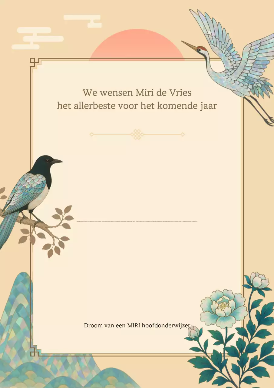 Beige traditionele nieuwjaarsgroetbrief