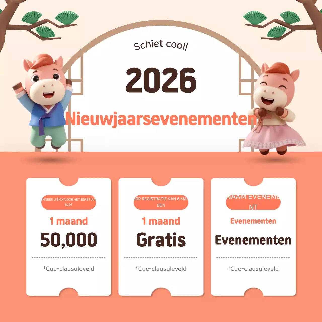 Beige traditionele nieuwjaarsgroeten