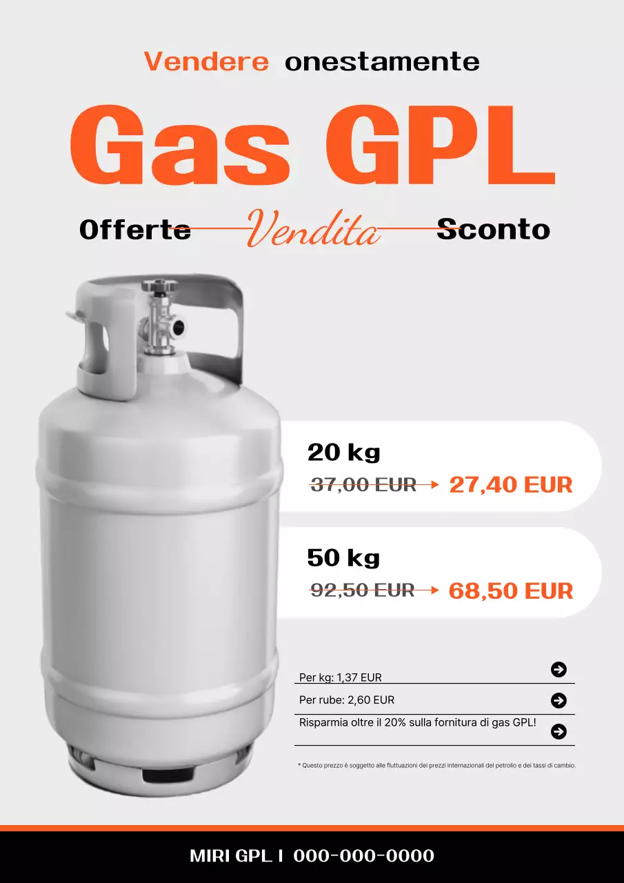 Promozione evento sconto per gas GPL base grigio