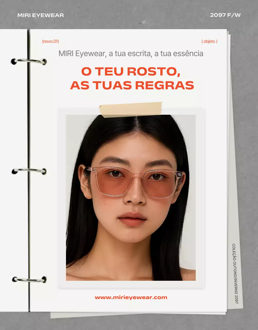 Anúncio de óculos modernos cinza