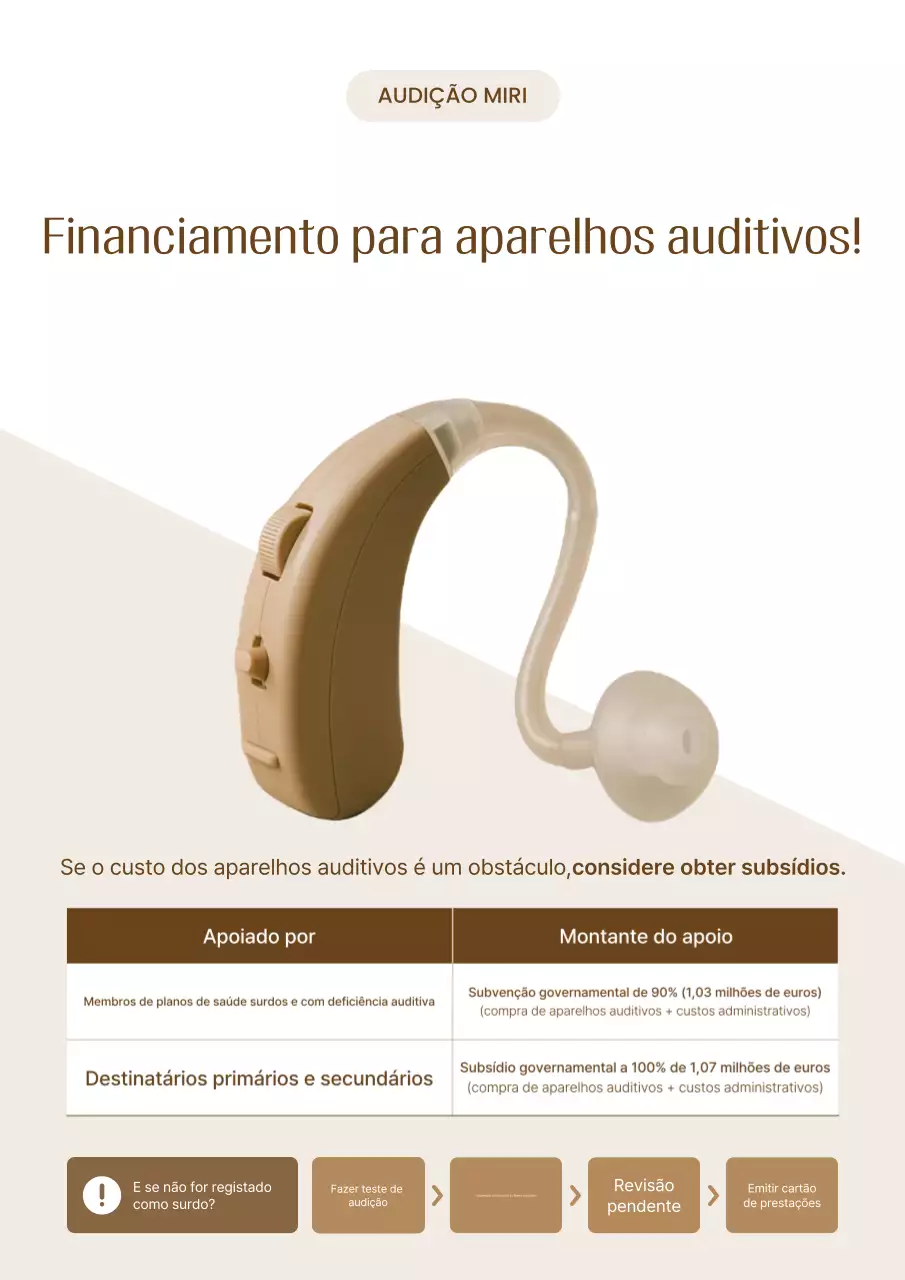 Anúncio de aparelho auditivo simples bege