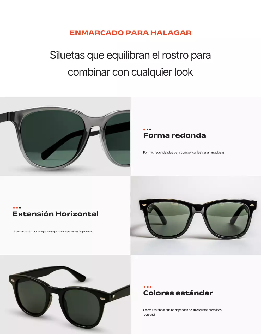 Anuncio de gafas modernas grises