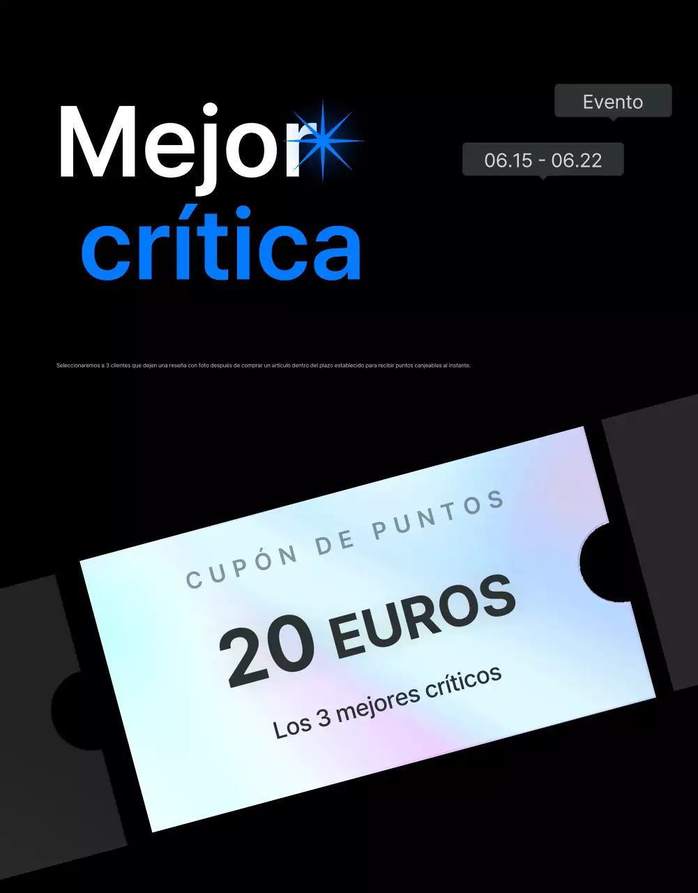 Promocione reseñas y eventos fotográficos y páginas de reseñas en un centro comercial de moda en gris y azul claro.