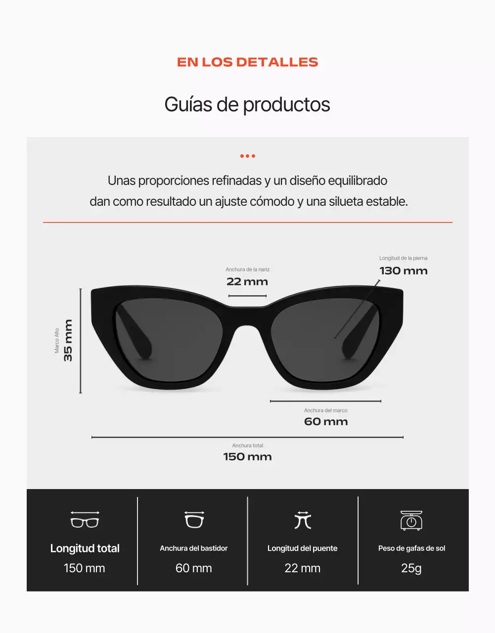 Anuncio de gafas modernas grises