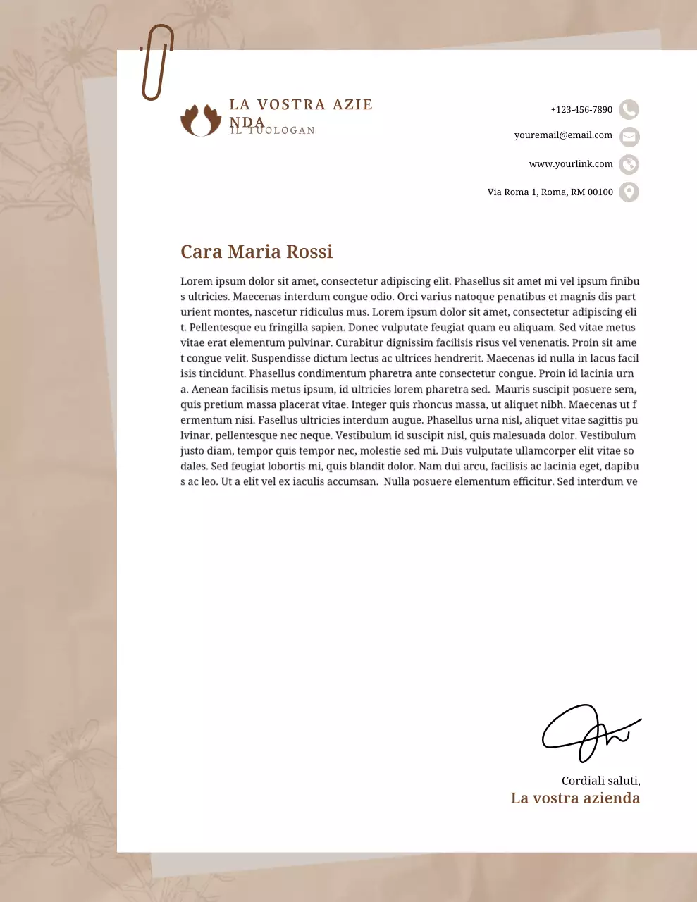 Carta intestata professionale beige