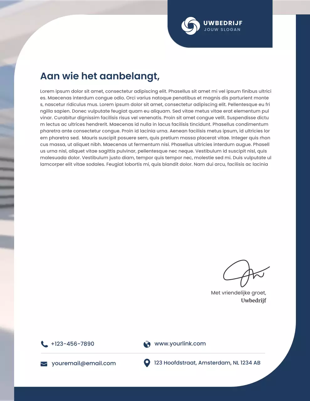 Professioneel briefpapier van de marine