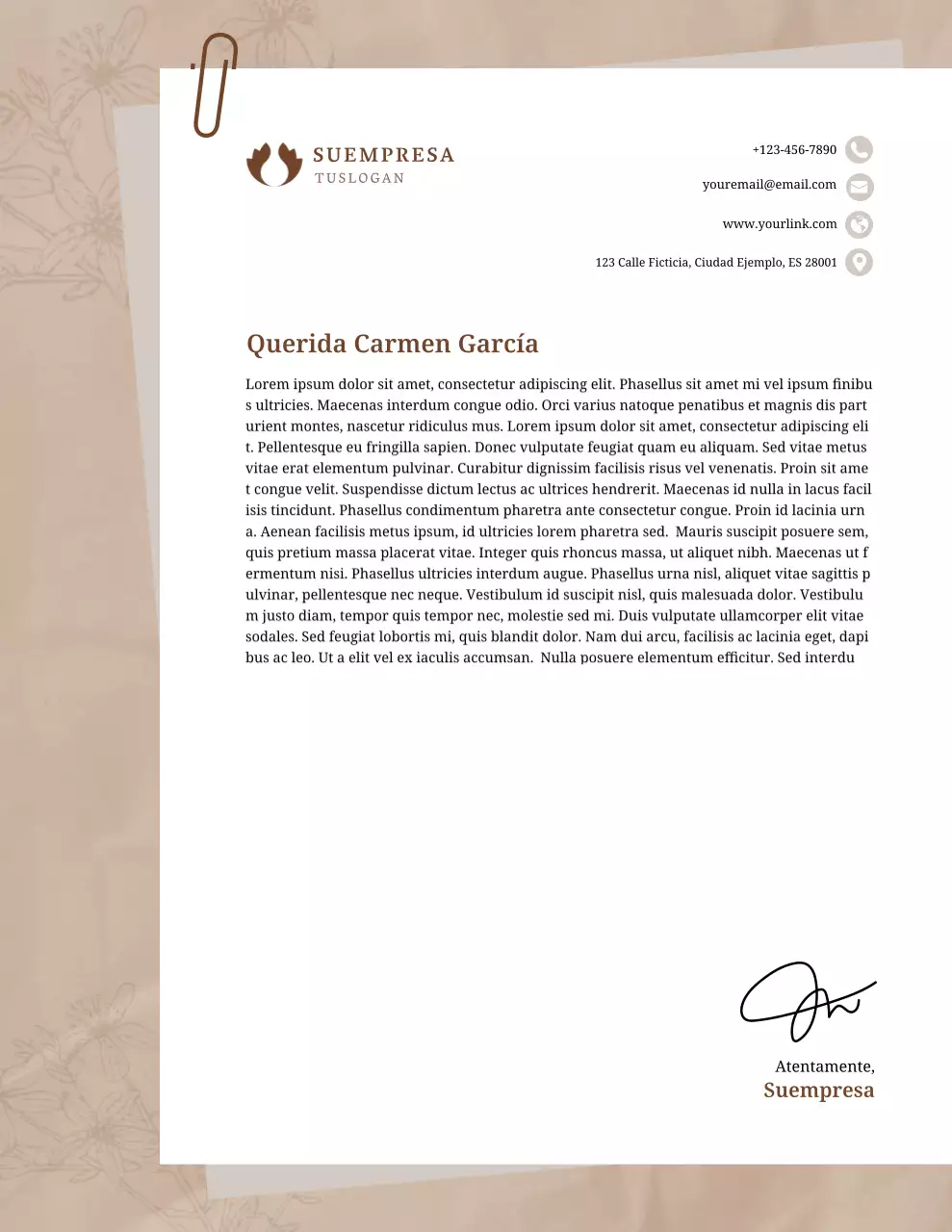 Membrete profesional beige para empresas