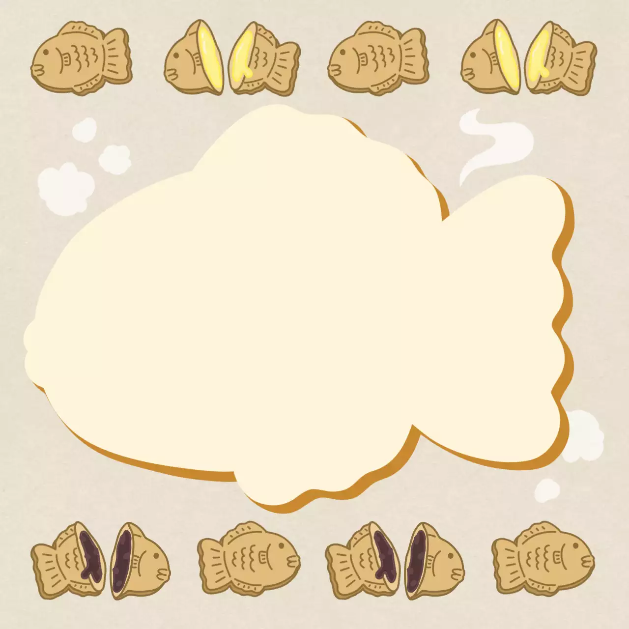 베이지 아기자기한 붕어빵 엽서