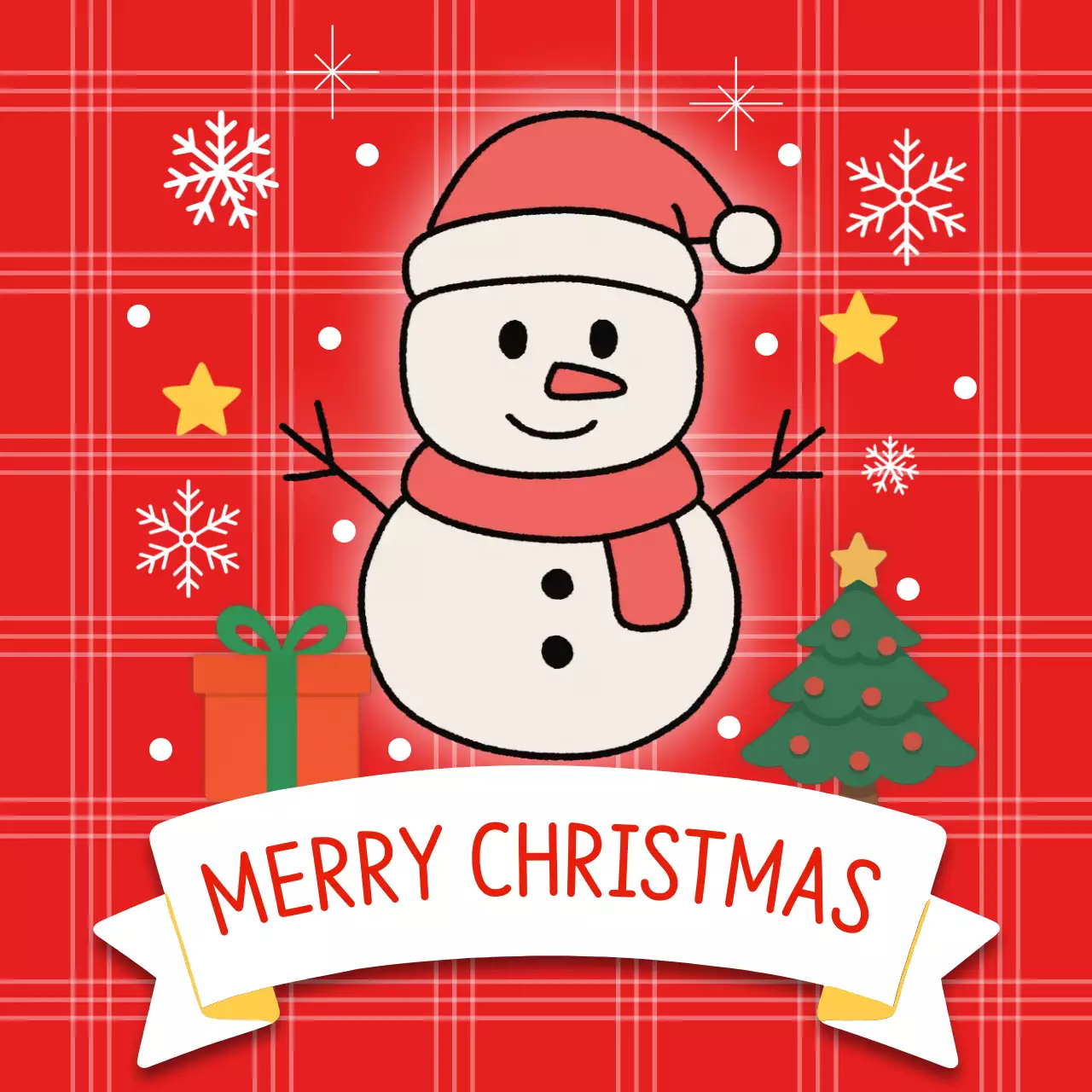 빨강 아기자기한 크리스마스 엽서