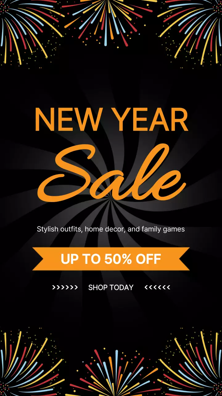 검정 모던 새해 할인 행사