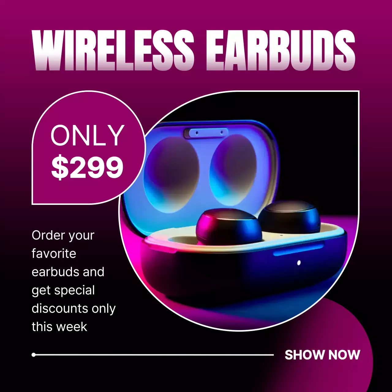 핫핑크 모던 무선기기 광고