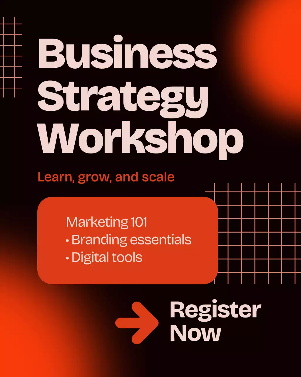 Orange modern grotesque business workshop invitation