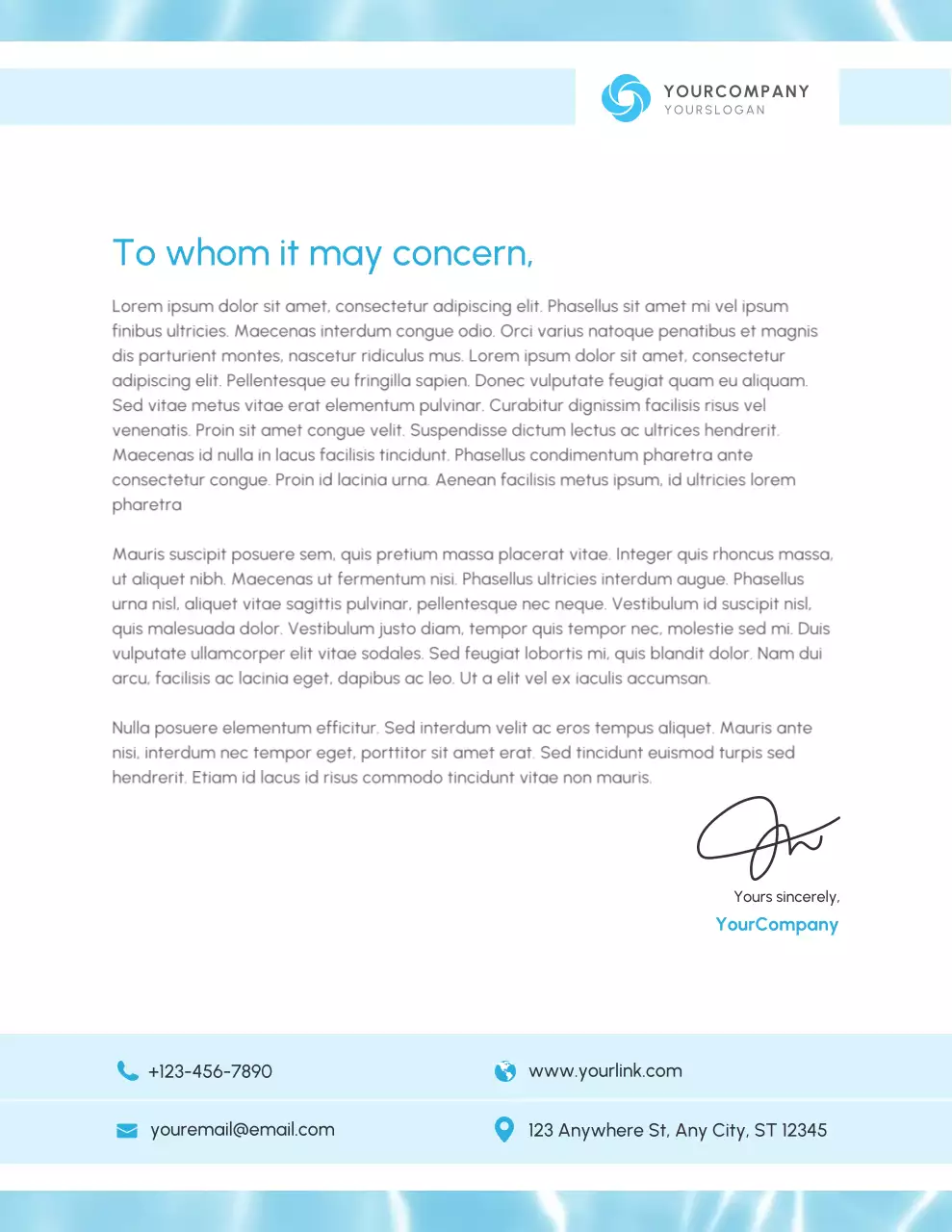 Blue Minimalist Business Letterhead