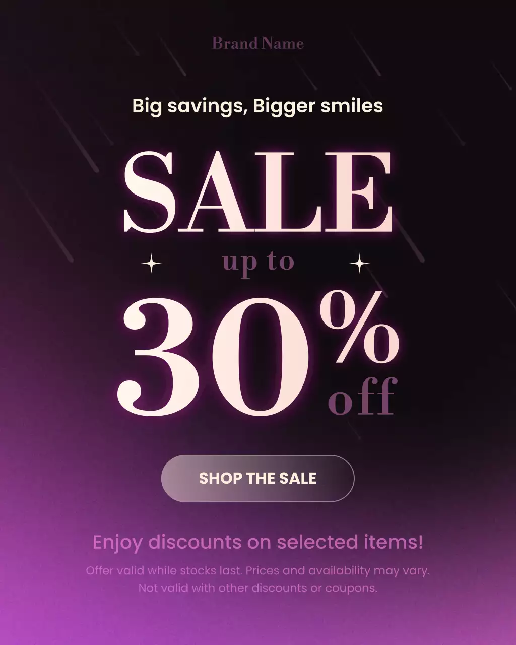Purple Modern Sale Promotion Instagram Portrait