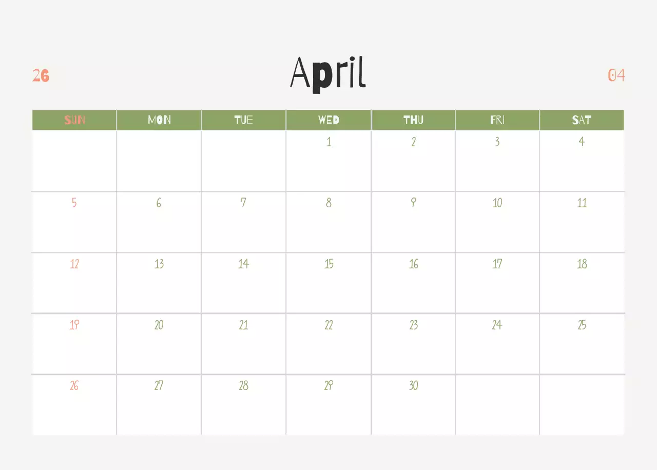 연두 미니멀 요가 캘린더