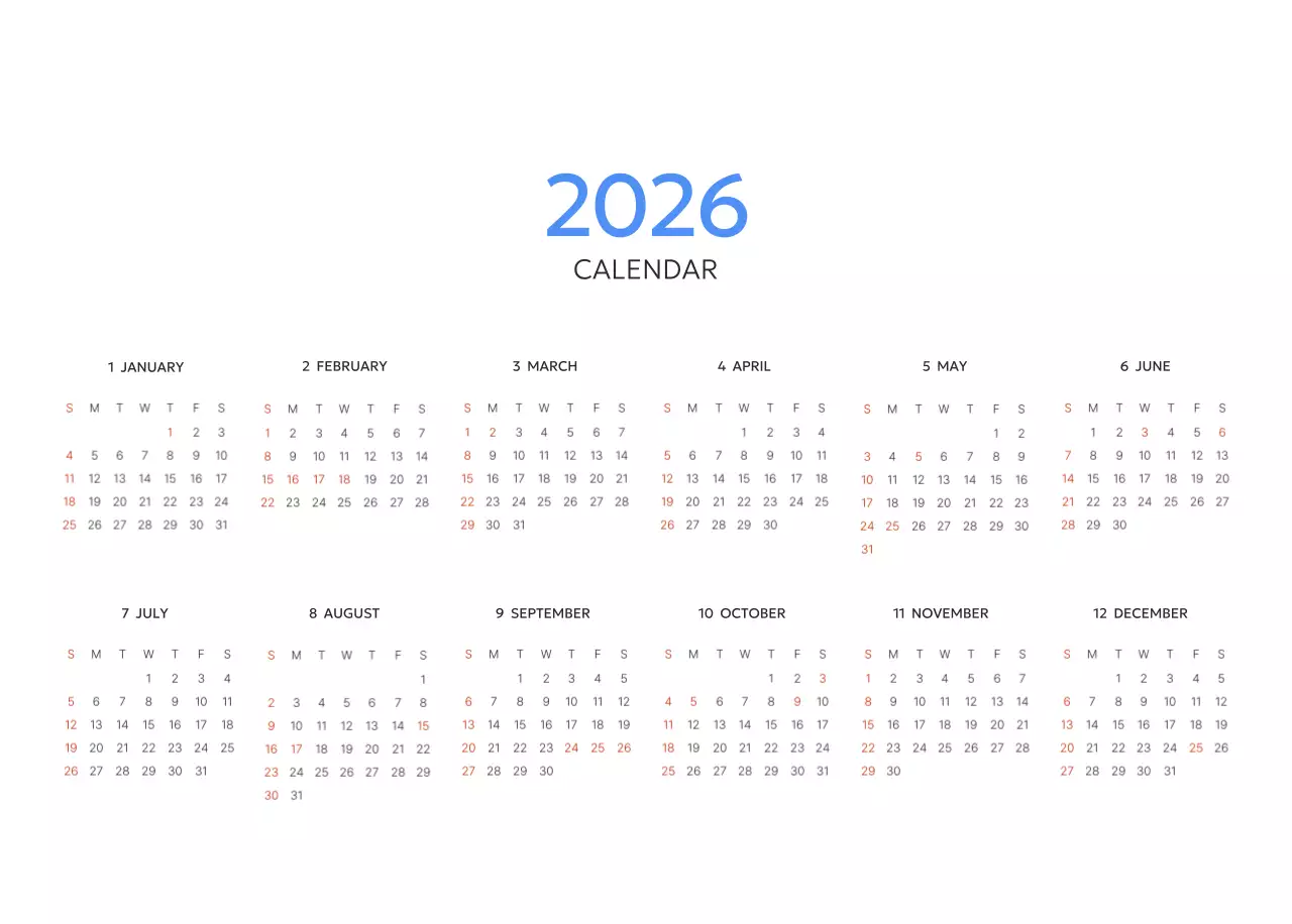 파랑 모던 캘린더 홍보