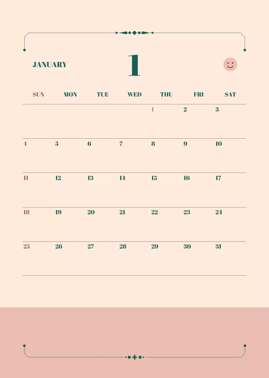 베이지 심플 월간 플래너