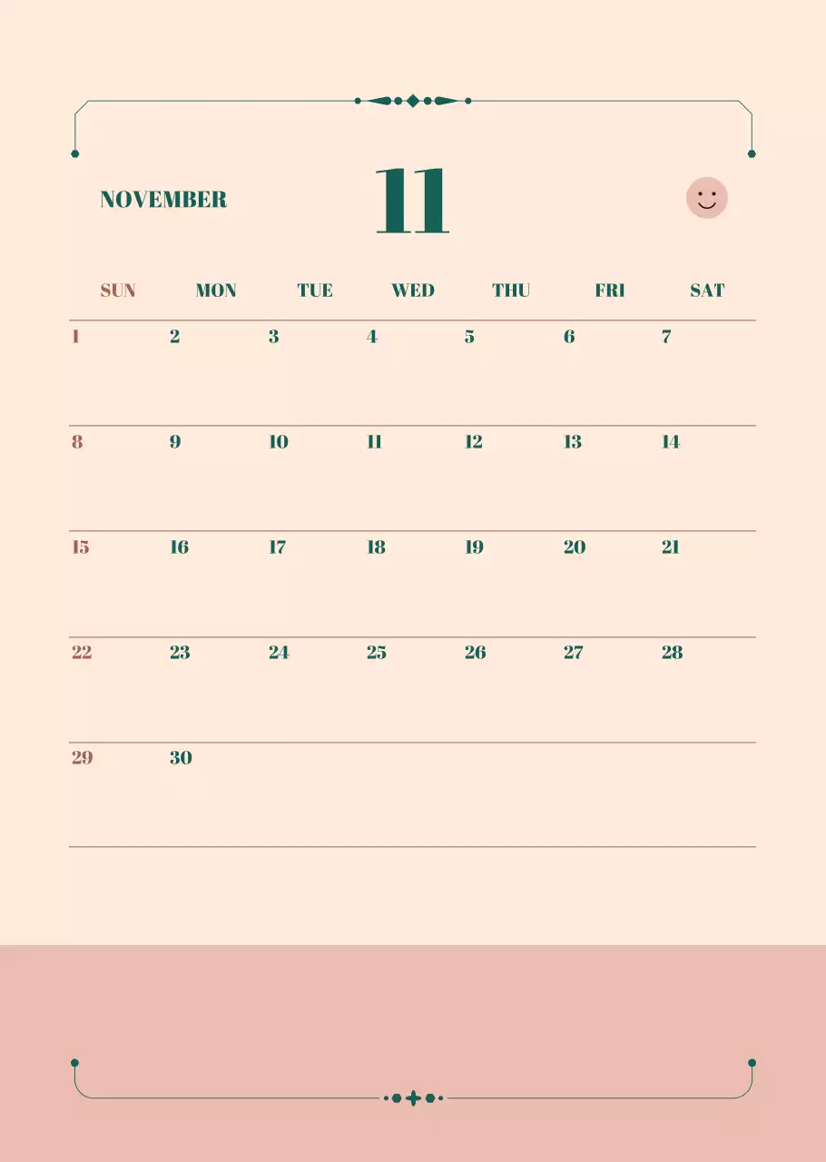 베이지 심플 월간 플래너