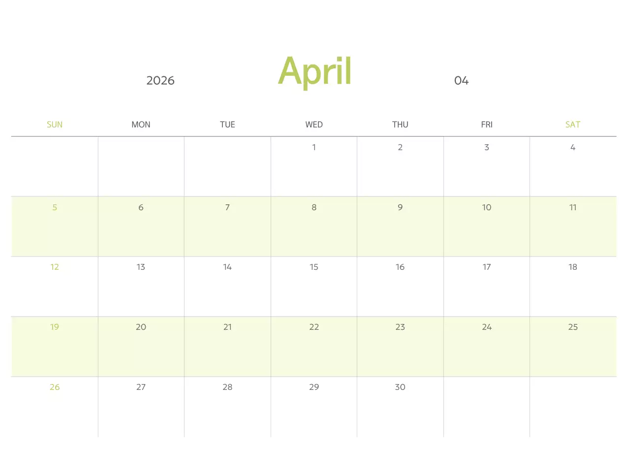 연두 심플 달력 캘린더