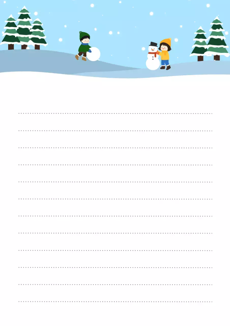 파랑 아기자기한 겨울 편지지