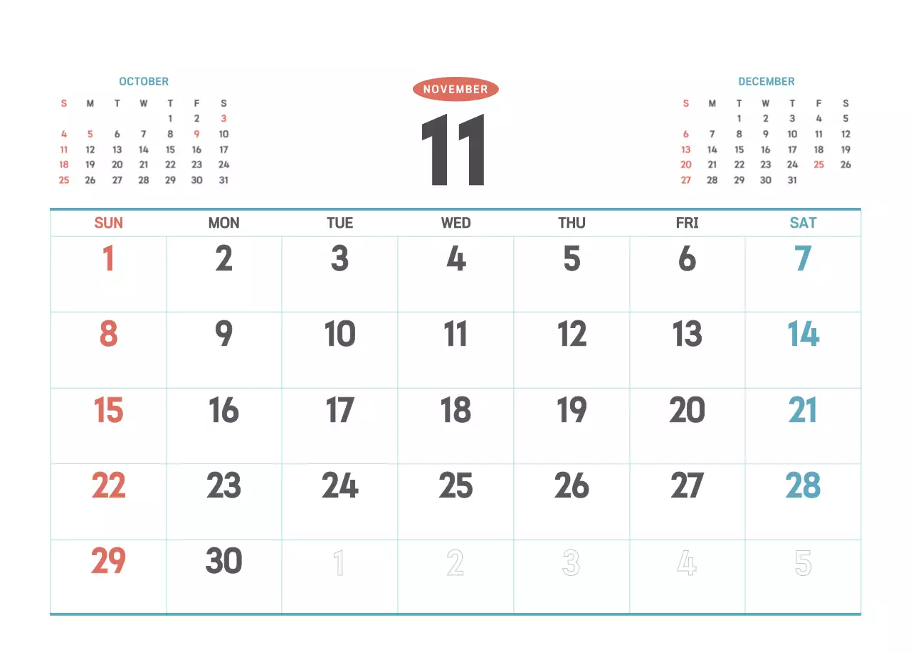 하늘색 심플 달력