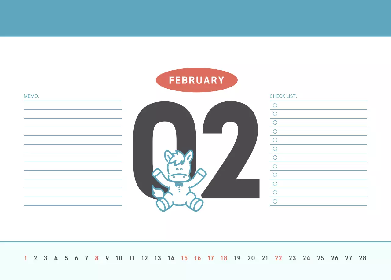 하늘색 심플 달력