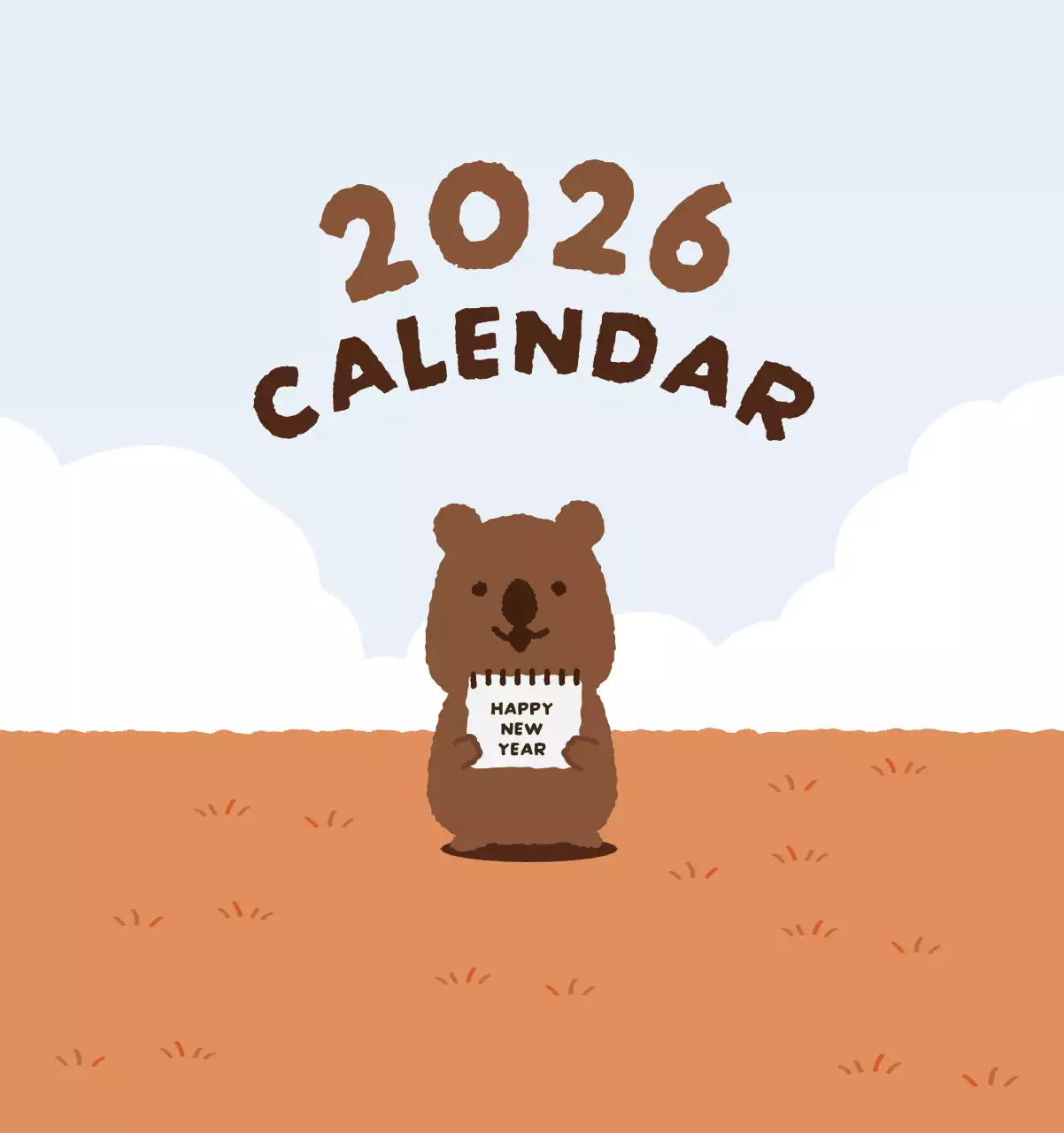 갈색 아기자기한 달력 달력