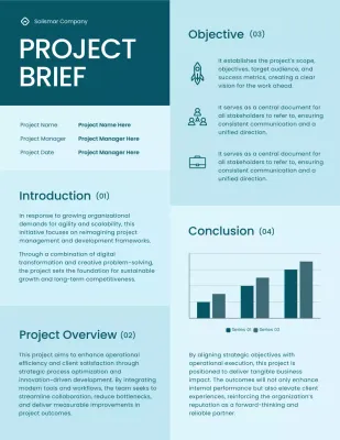 Blue Minimalist Project Report Letter Poster