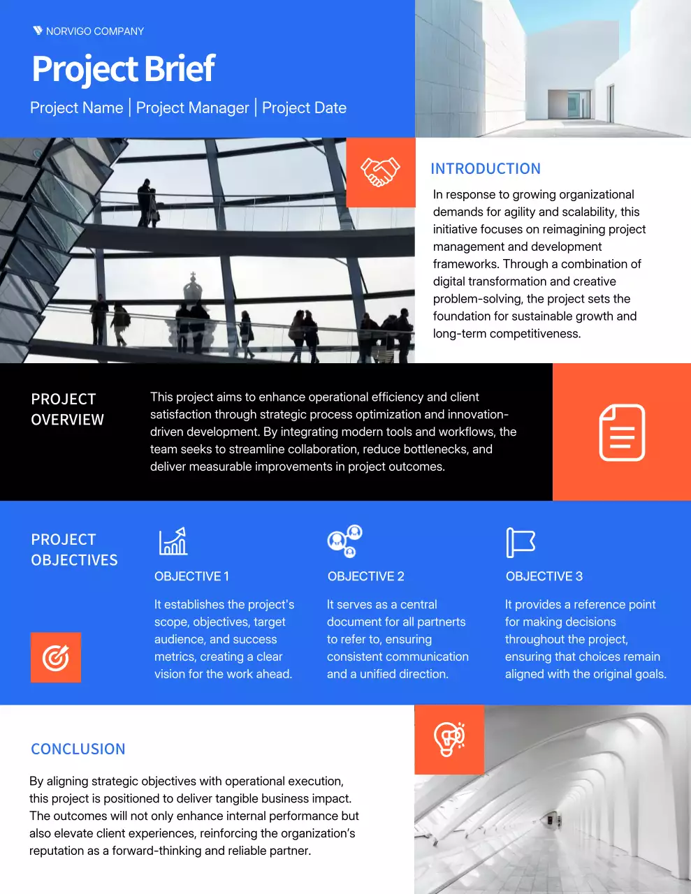 Blue and Black Modern Minimalist Project Brief Report Letter