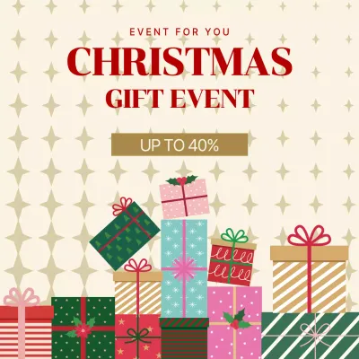 베이지 빈티지 크리스마스 할인 행사