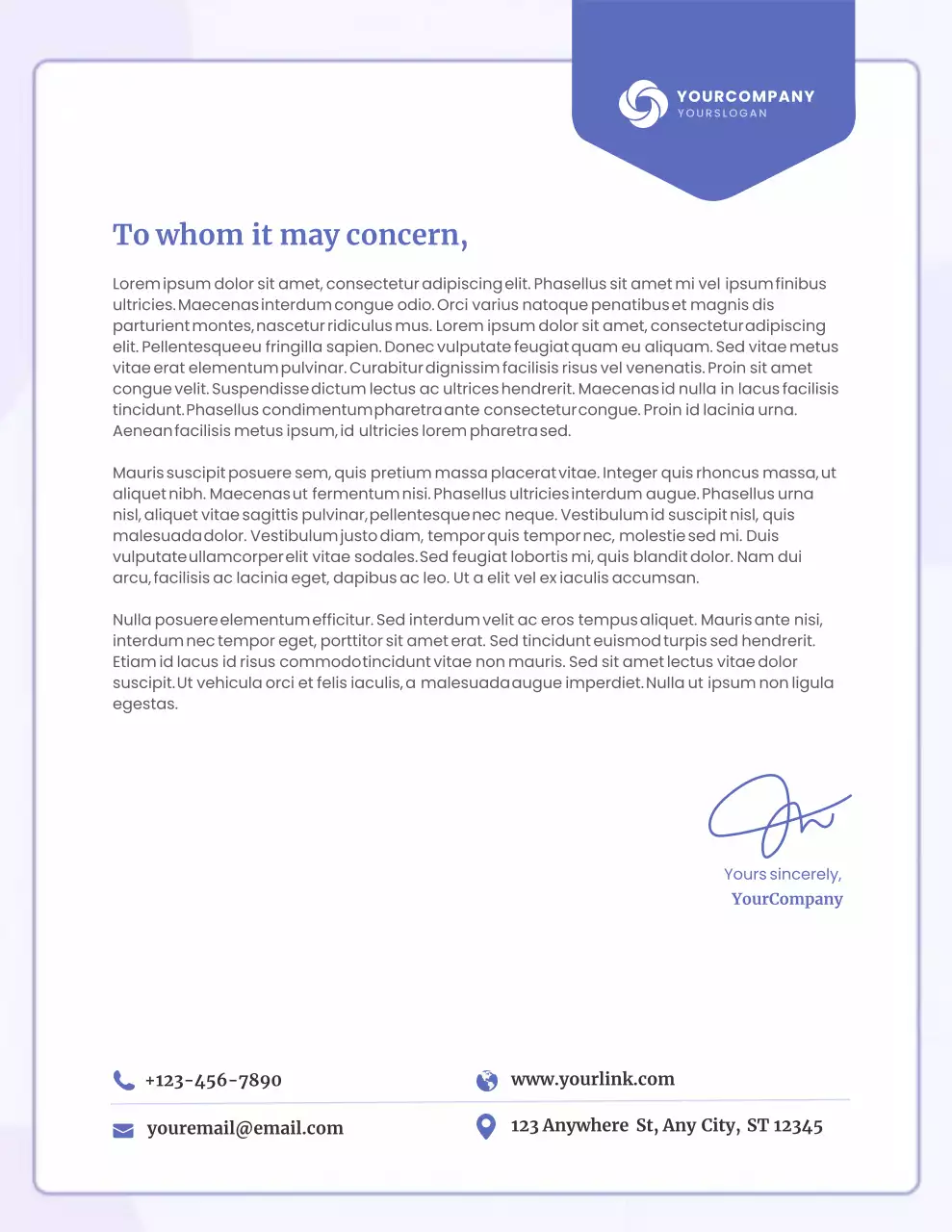 Blue Modern Business Letterhead Document