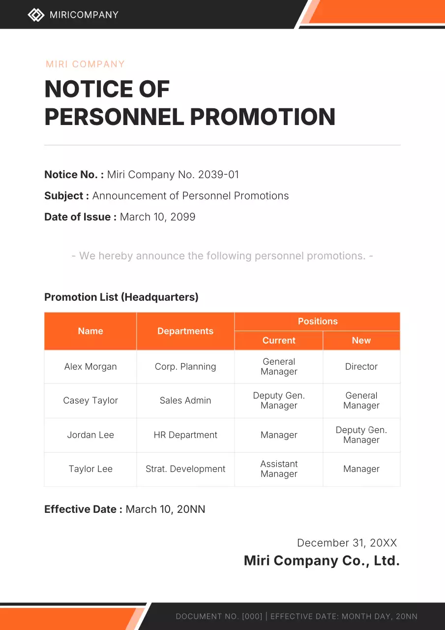 Orange modern personnel announcement