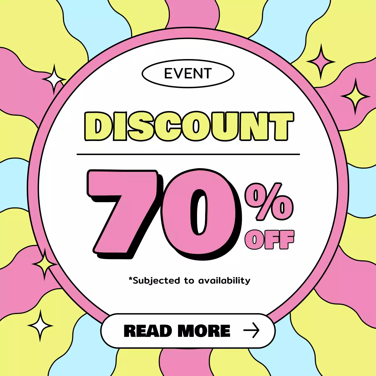 Colorful Retro Discount Promotion Social Media Post
