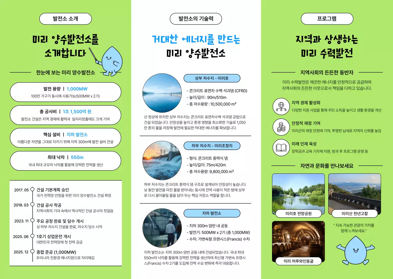 하늘색 심플 수력발전소 홍보