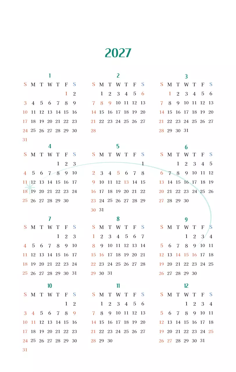 Kalender rumah sakit dengan konsep yang bersih dan penuh warna