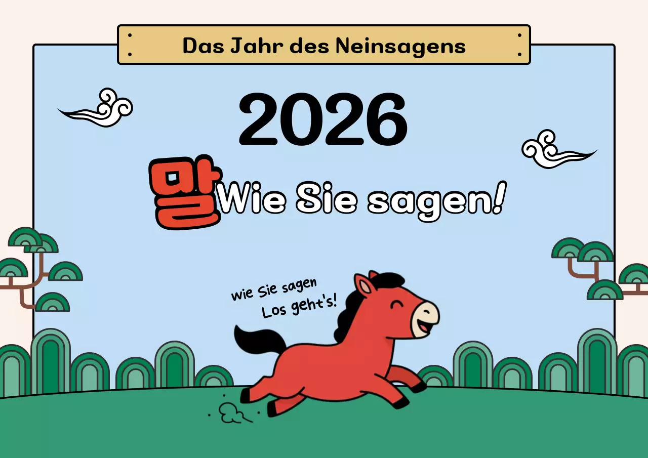 Niedliche Neujahrsgrüße der Figur Red Horse