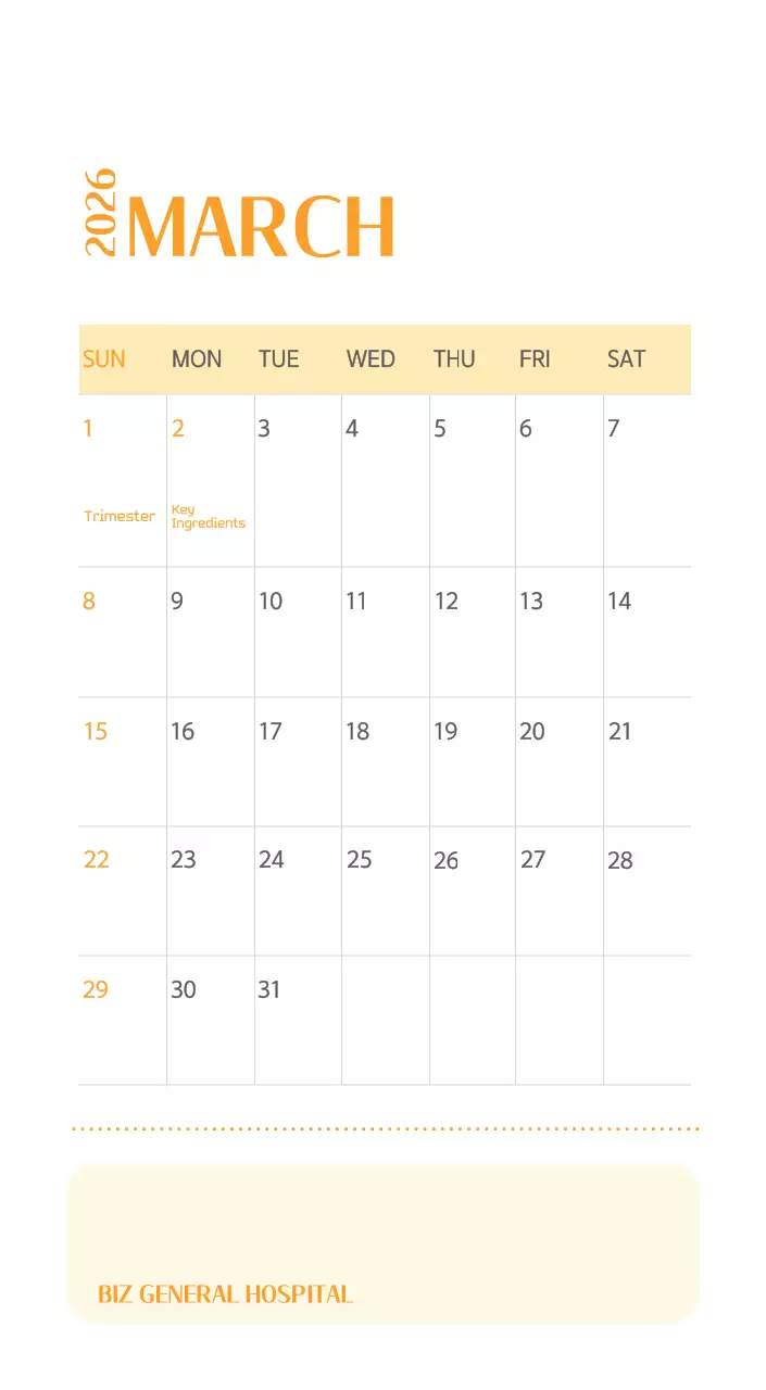 Kalender rumah sakit dengan konsep yang bersih dan penuh warna