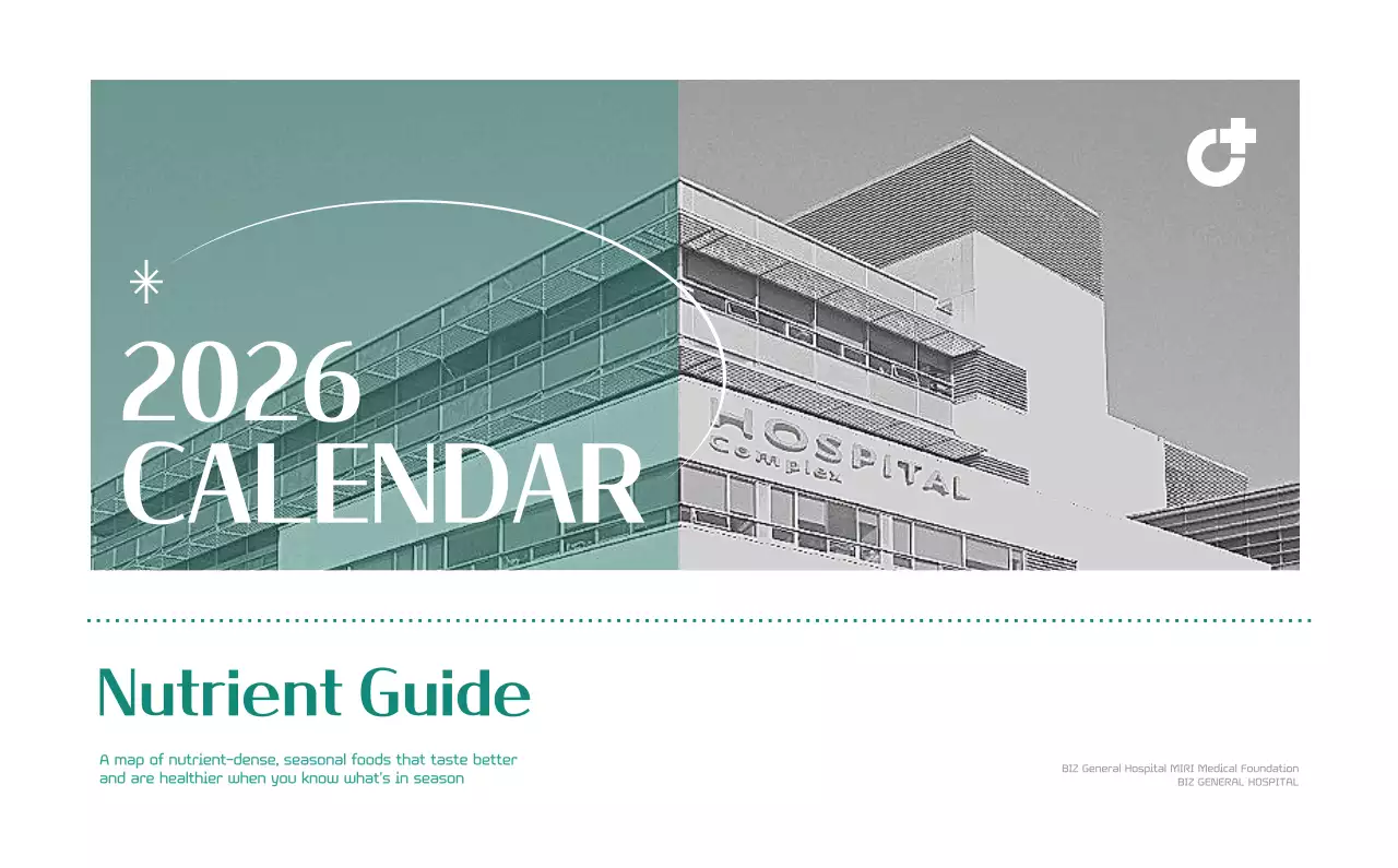 Kalender rumah sakit dengan konsep yang bersih dan penuh warna