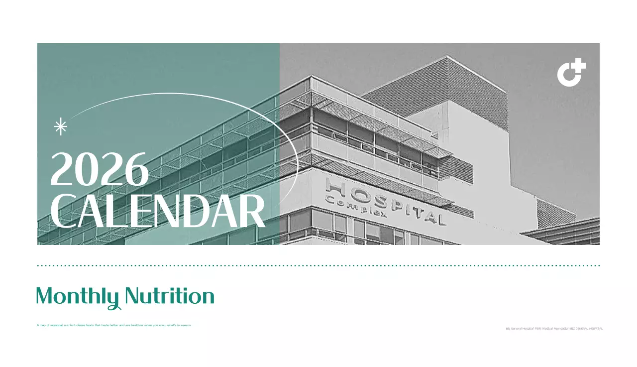 Kalender rumah sakit dengan konsep yang bersih dan penuh warna