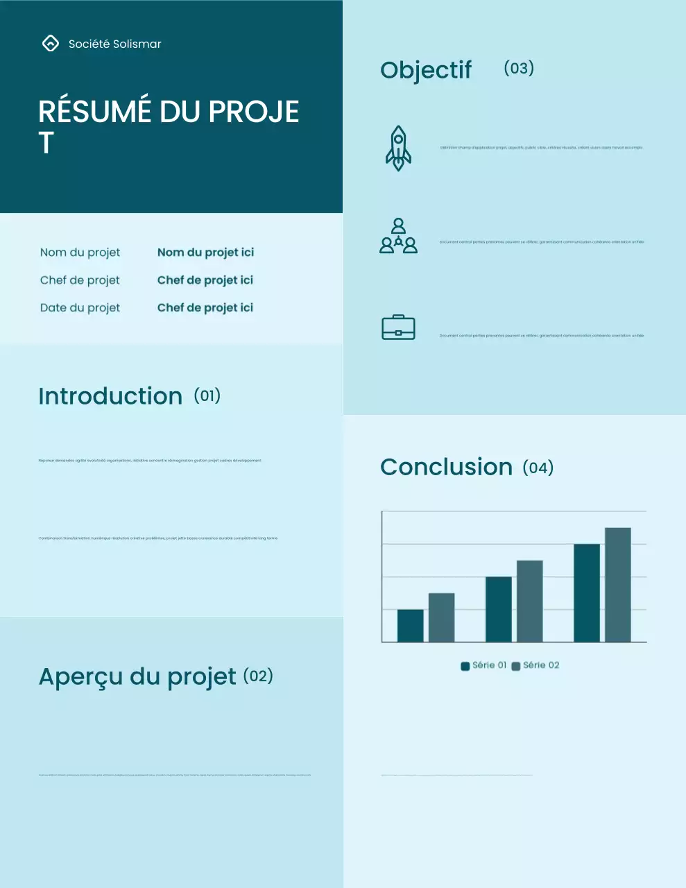 Lettre de rapport de projet minimaliste bleu