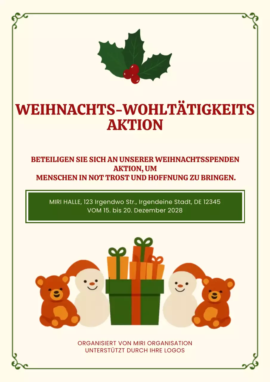Webposter für traditionelle Wohltätigkeitsveranstaltung in Rot