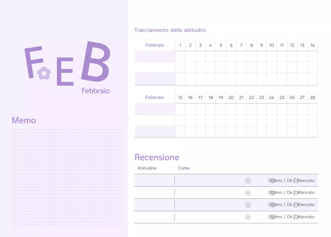 Calendario semplice verde