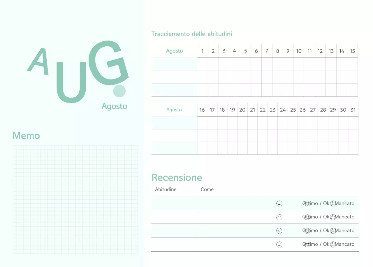 Calendario semplice verde